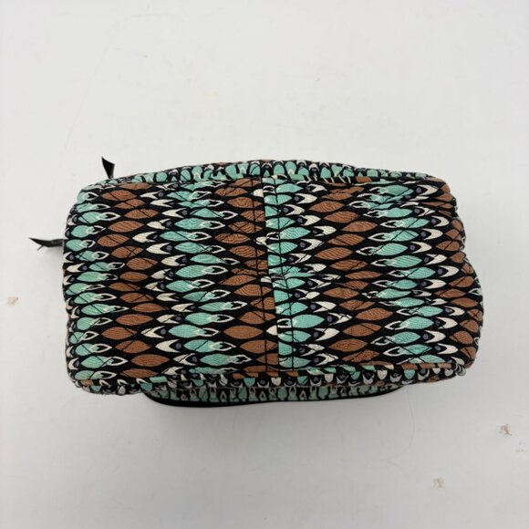 Vera Bradley travel case toiletries cosmetics tan mint blue geometric quilted - Picture 6 of 12